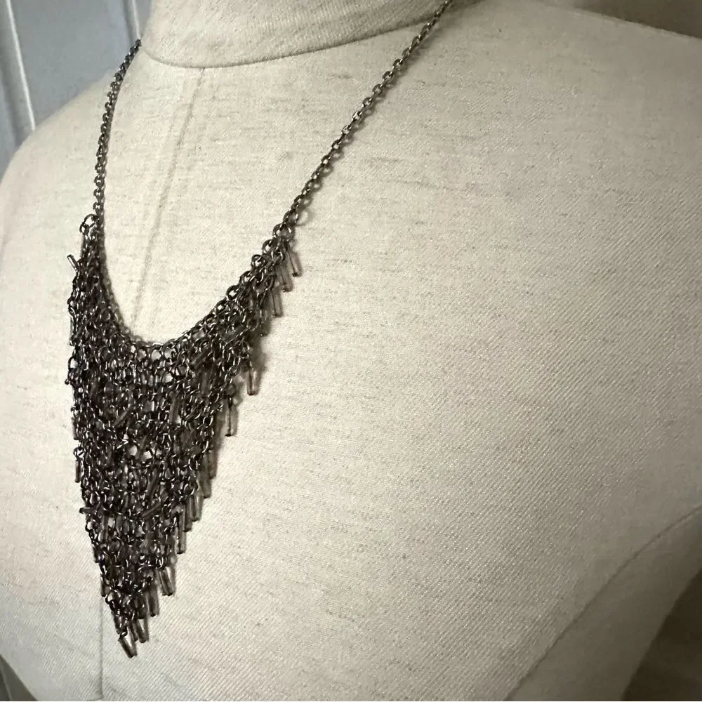 Silver tone statement necklace